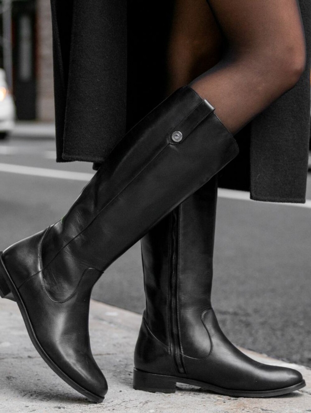 Thursday Boot Company Crown Zip-Up Black Leather Knee High Riding Boots Size 9 - Picture 2 of 15